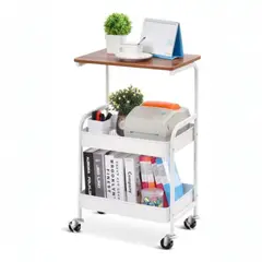 ANGELES DEL HOGAR - CARRITO ORGANIZADOR MULTIUSOS 3 NIVELES METÁLICO CON MESA