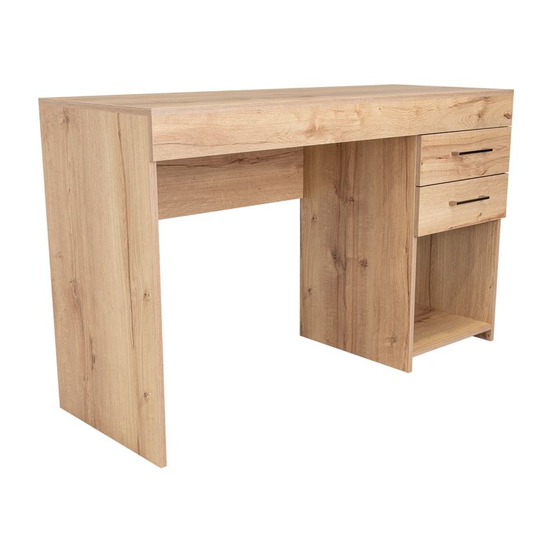 FMFURNITURE - Escritorio 2 Cajones 120X75X454 Cm Café Claro