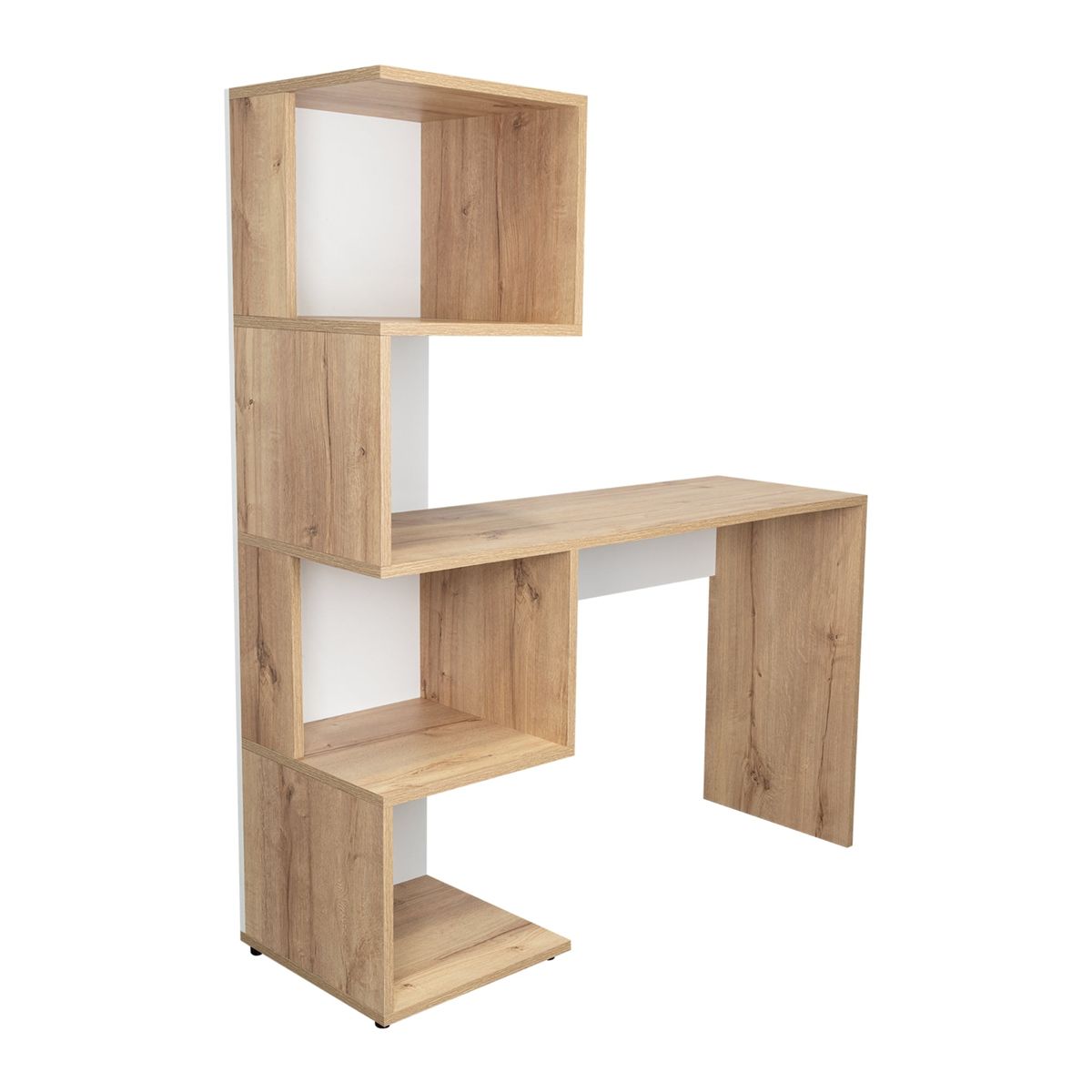 Escritorio Bibloteca 1426X120X418 Cm Café Claro Y Blanco, marca FMFURNITURE - Foto 2