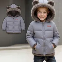 Parka Con Orejitas Manga Larga Niño Gris