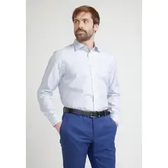 TRIAL - Camisa Hombre Formal Algodón Microdiseño Regular Travel Celeste