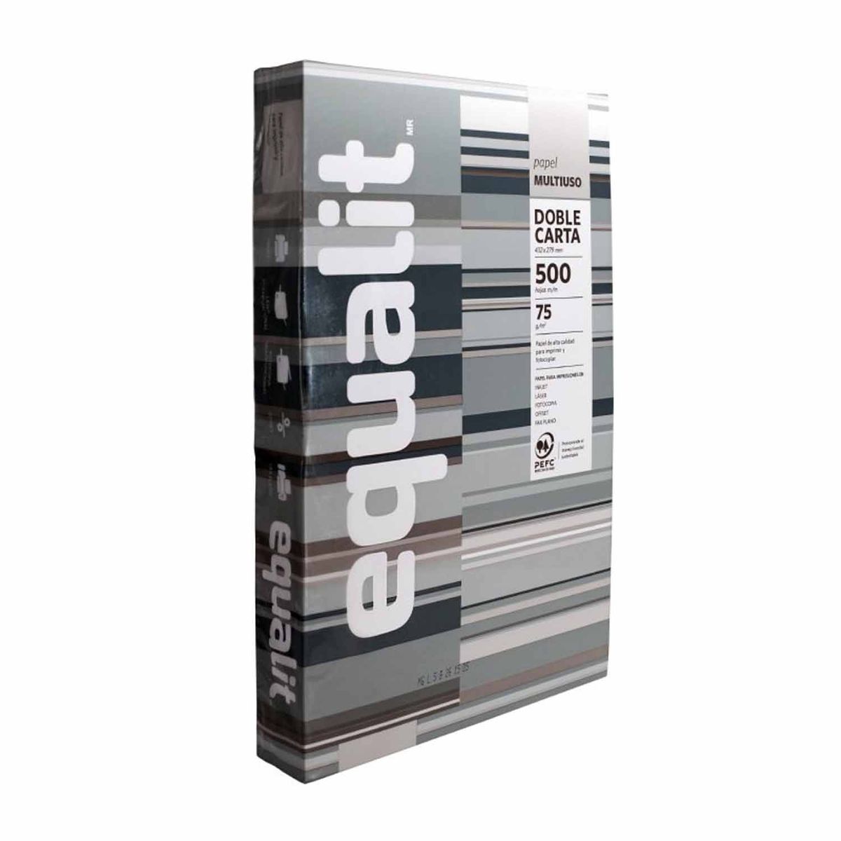 EQUALIT - Resma Papel Multiproposito 75gr(500hj) Doble Carta 27.9x43cm