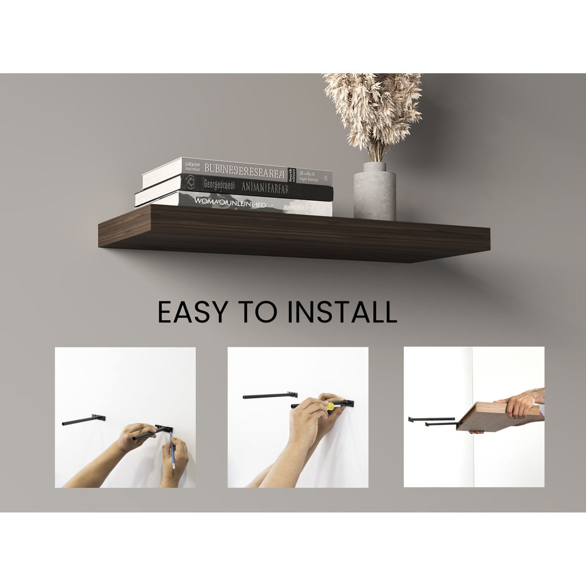 FMFURNITURE - Repisa Flotante 80X25X38 Cm Café Oscuro X1 Unidad