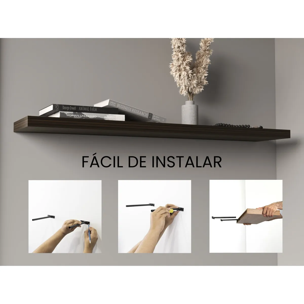 FMFURNITURE - Repisa Flotante 120X25X38 Cm Café Oscuro X1 Unidad