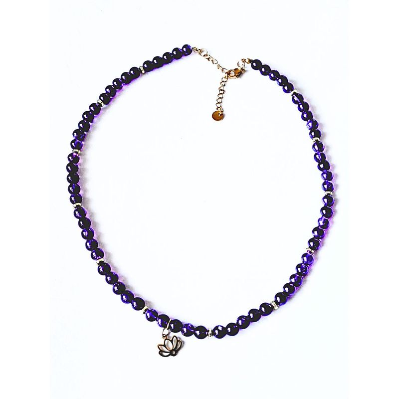 GENERICO - Collar en piedra natural Amatista y dije flor de la vida