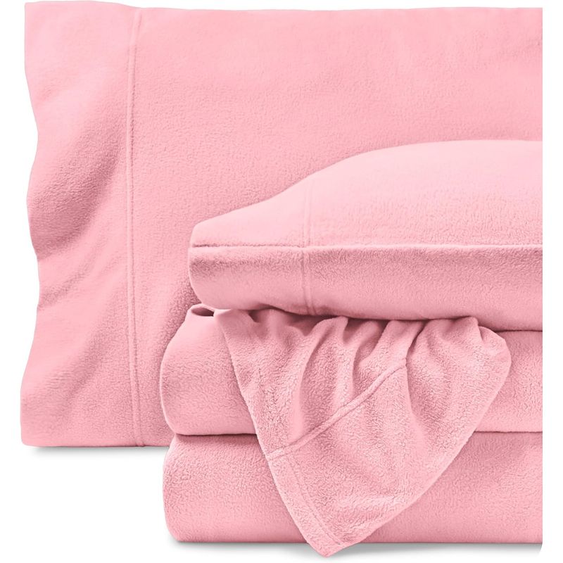 GENERICO - JUEGO DE SABANAS DE POLAR UNICOLOR ROSA KING TF