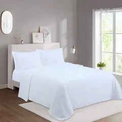 GENERICO - JUEGO DE SABANAS DE POLAR UNICOLOR BLANCO KING TF