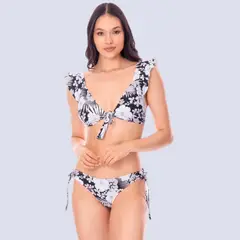 CHAMELA - Bikini blanco y negro con bolero en outlet 98849