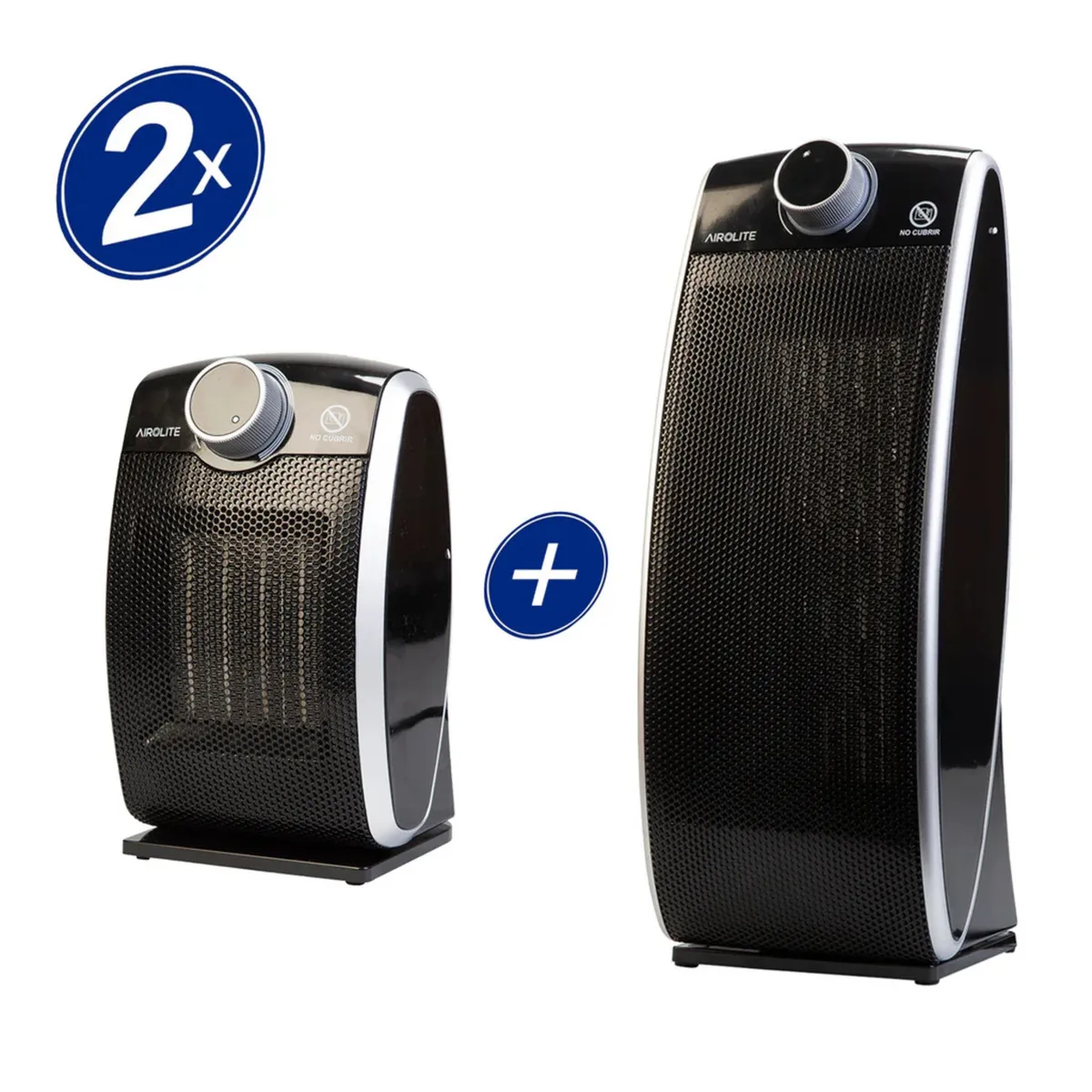 AIROLITE - PACK TERMOVENTILADOR CURVE BLACK + TERMOVENTILADOR CURVE TOWER