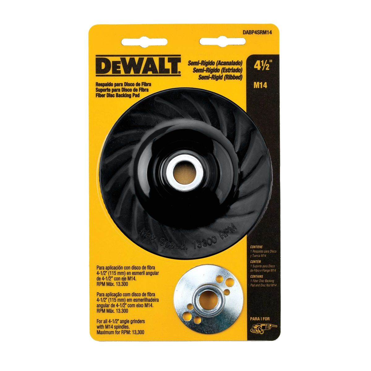 DEWALT - Soporte Para Discos De Lija 4 1/2 Semi Rígido Estriado.-e.o