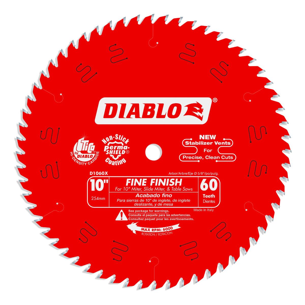 DIABLO - Disco Sierra Diablo 10'' 60 Dientes Corte Fino E.o.