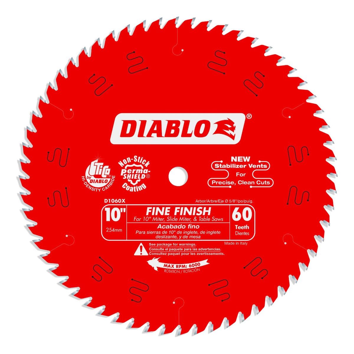 DIABLO - Disco Sierra Diablo 10'' 60 Dientes Corte Fino E.o.
