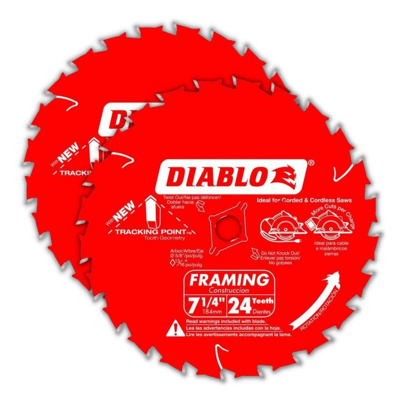 DIABLO - Disco Sierra Circular 7 1/4 Diablo 24 Fino, Pack 2.-e.o.