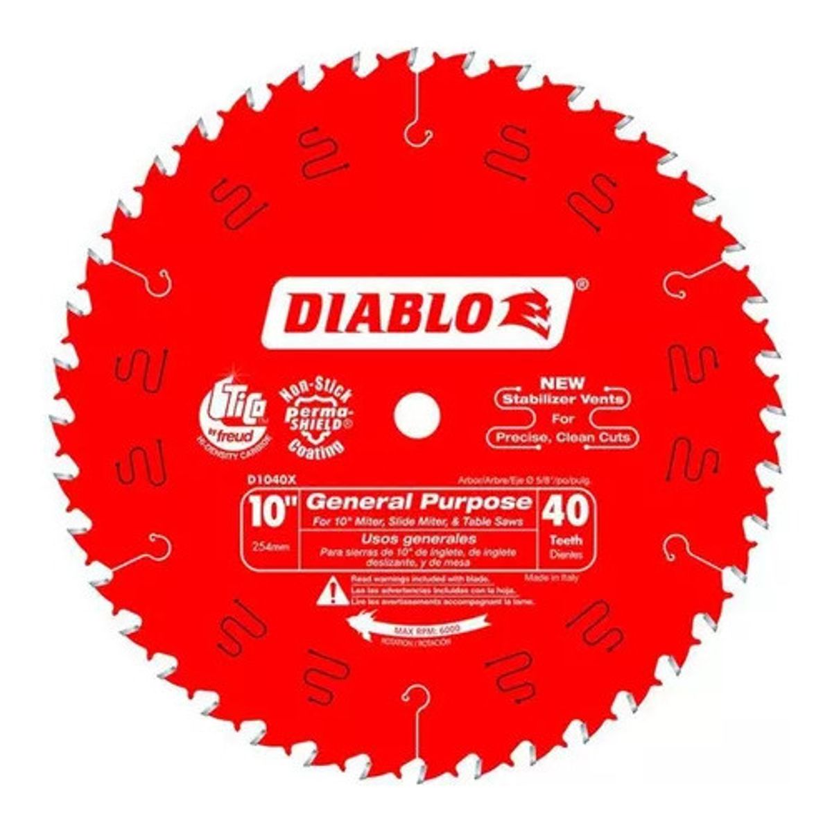 DIABLO - Disco Sierra Diablo 10 PuLG 40 Dientes Rojo- E.o