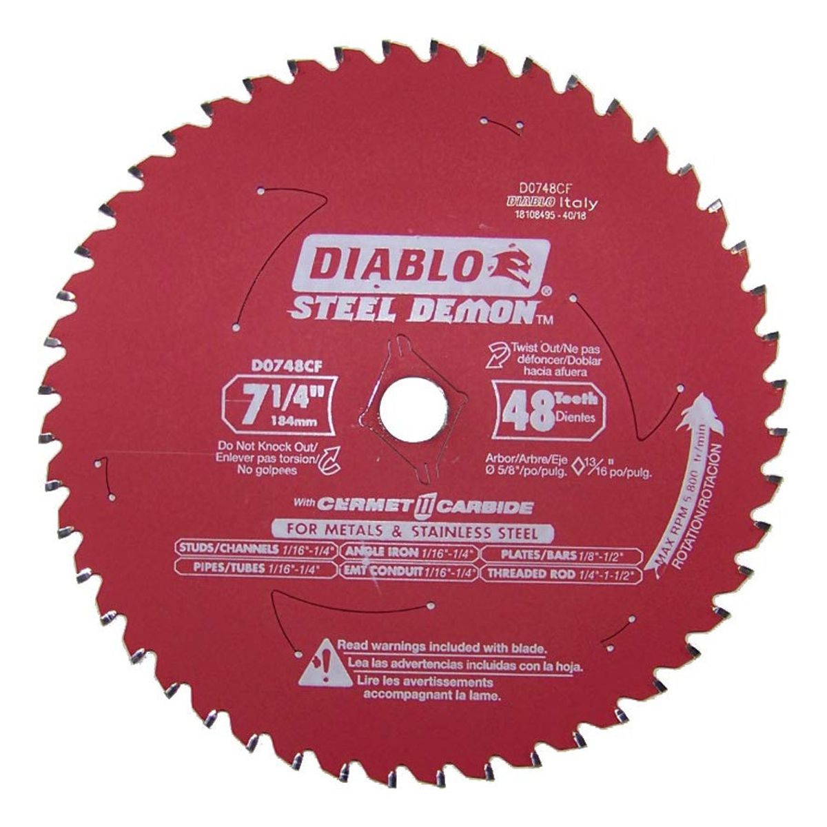 DIABLO - Disco Sierra Circular 7 1/4 Diablo 48 Metal Y Acero E.o.