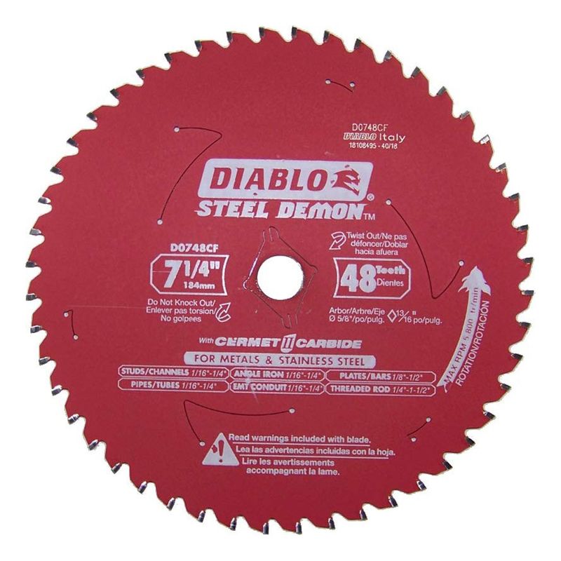 DIABLO - Disco Sierra Circular 7 1/4 Diablo 48 Metal Y Acero E.o.