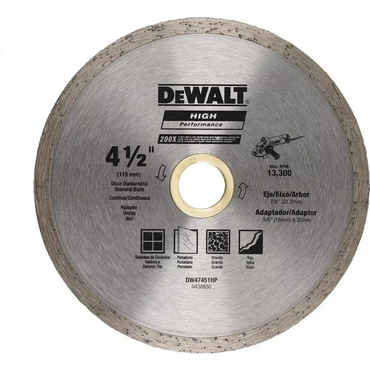 DEWALT - Disco Diamantado 4 1/2 Continuo 22,2mm Dw47451hp Dewalt.-e.o