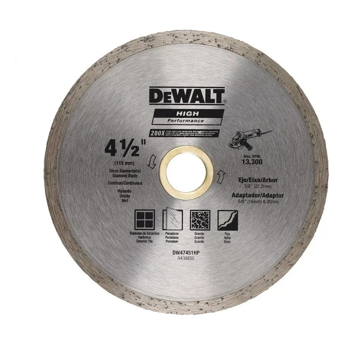 DEWALT - Disco Diamantado 4 1/2 Continuo 22,2mm Dw47451hp Dewalt.-e.o