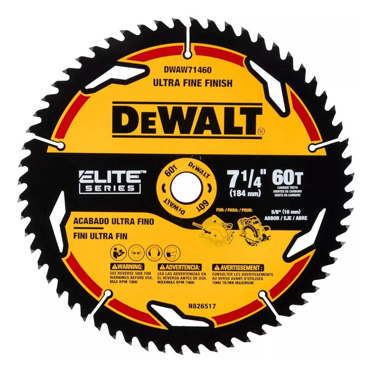 DEWALT - Disco De Sierra 7-1/4 60t Elite Series Dewalt Dwaw71460- E.o