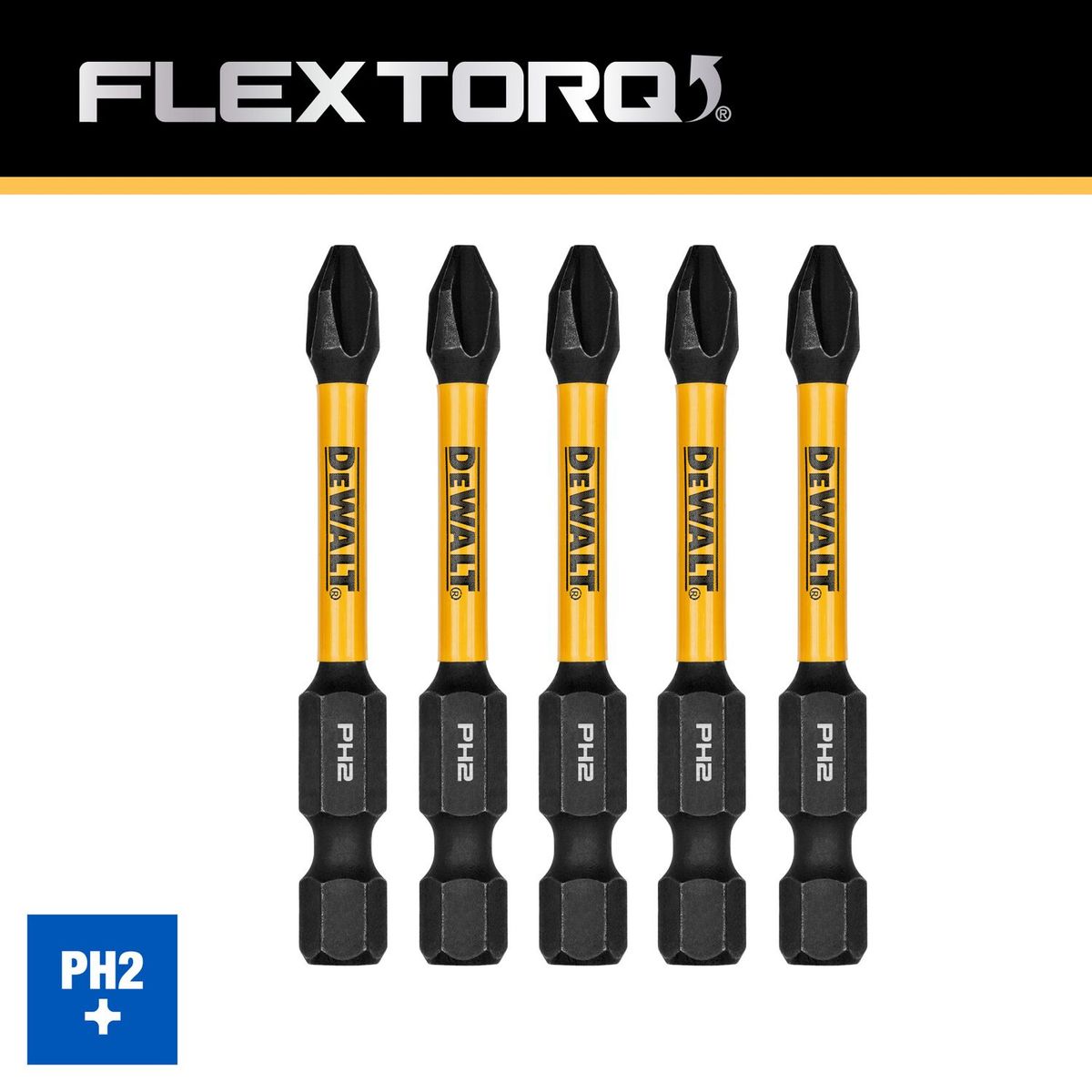 DEWALT - Set 5 Puntas Phillips 2-1/4 Flextorq DEWALT DWAF2PH2IR5