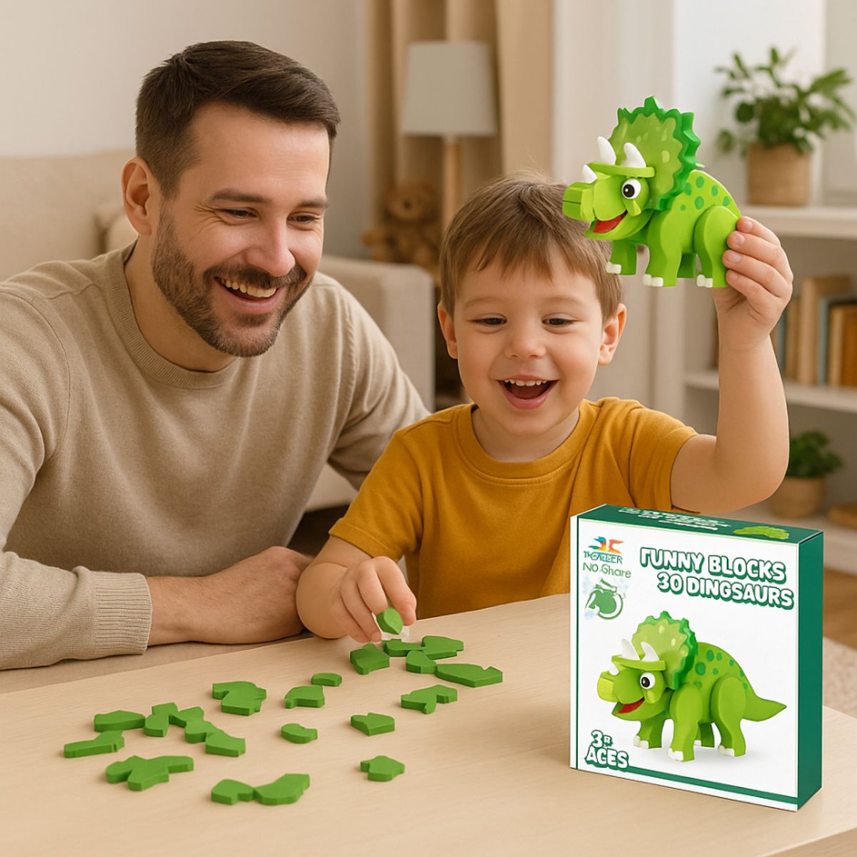 GARSIL - Dinosaurio 3d Didáctico Armable Goma Eva Puzzle Triceratops