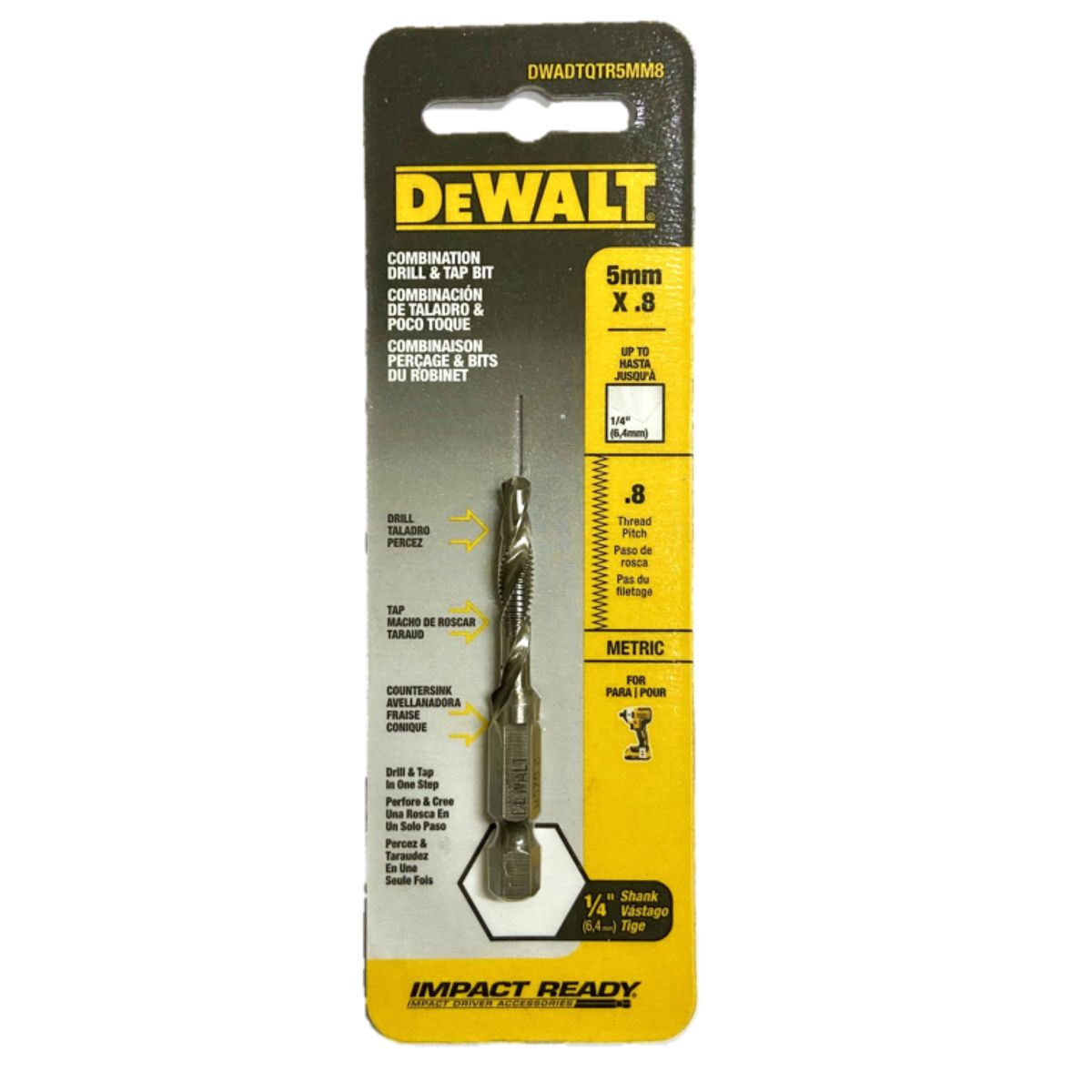 DEWALT - Broca Impacto Punta Macho 5x0,8mm Dewalt Dwadtqtr5mm8.- E.o