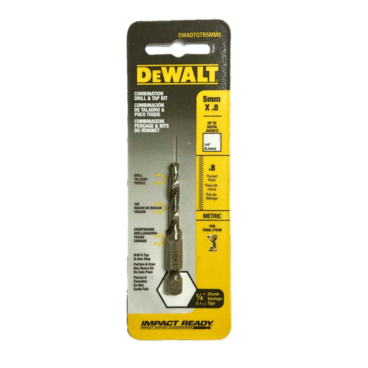 DEWALT - Broca Impacto Punta Macho 5x0,8mm Dewalt Dwadtqtr5mm8.- E.o