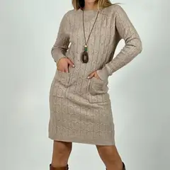 ARRAKASTA - Vestido de lana con bolsillos.-