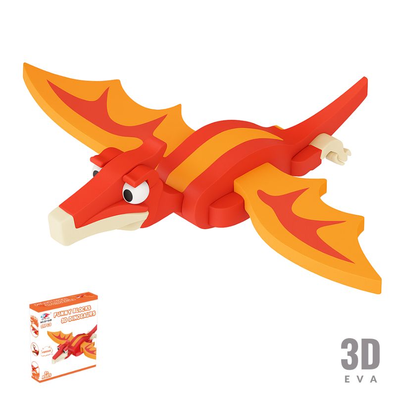 GARSIL - Dinosaurio 3d Didáctico Armable Goma Eva Puzzle Pterosaurio