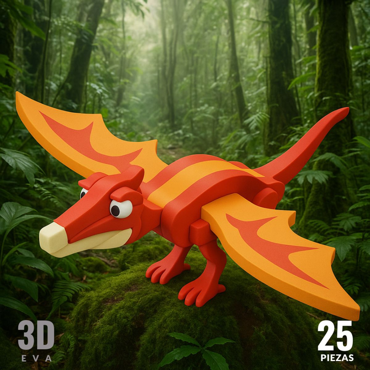 GARSIL - Dinosaurio 3d Didáctico Armable Goma Eva Puzzle Pterosaurio