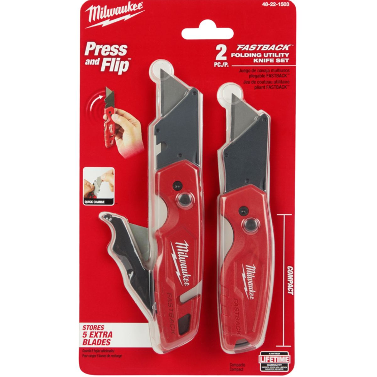 MILWAUKEE - Milwaukee Pack Cuchillos Plegables Fastback 48-22-1503-e.o.
