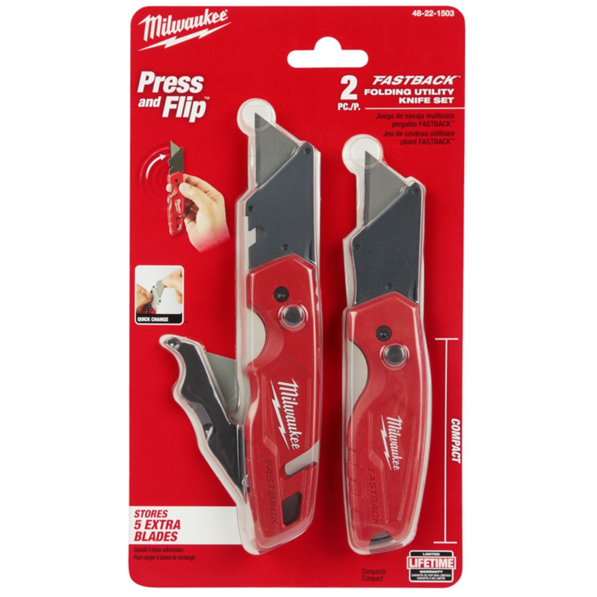 MILWAUKEE - Milwaukee Pack Cuchillos Plegables Fastback 48-22-1503-e.o.