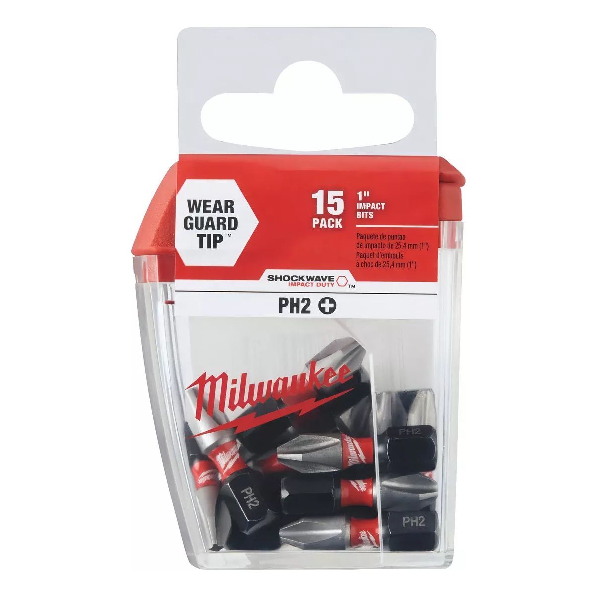 MILWAUKEE - Pack 15 Puntas 1 PuLG. Ph2 Shockwave Impact Milwauke .- E.o