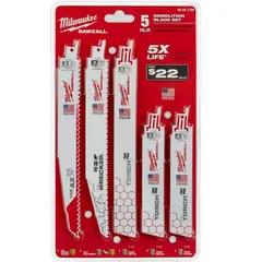 MILWAUKEE - Set Hojas De Sierra Sable 5 Pcs Demolición Eo