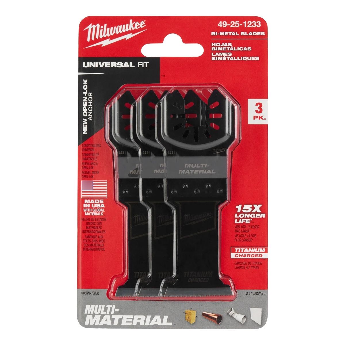 MILWAUKEE - Accesorios Oscilantes Milwaukee Usa- 3 Pzs 49-25-1233.- E.o
