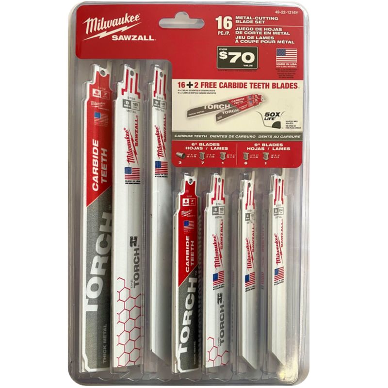 MILWAUKEE - Set Hojas De Sierra Sable 18 Pcs. Demolición Milwaukee E.o