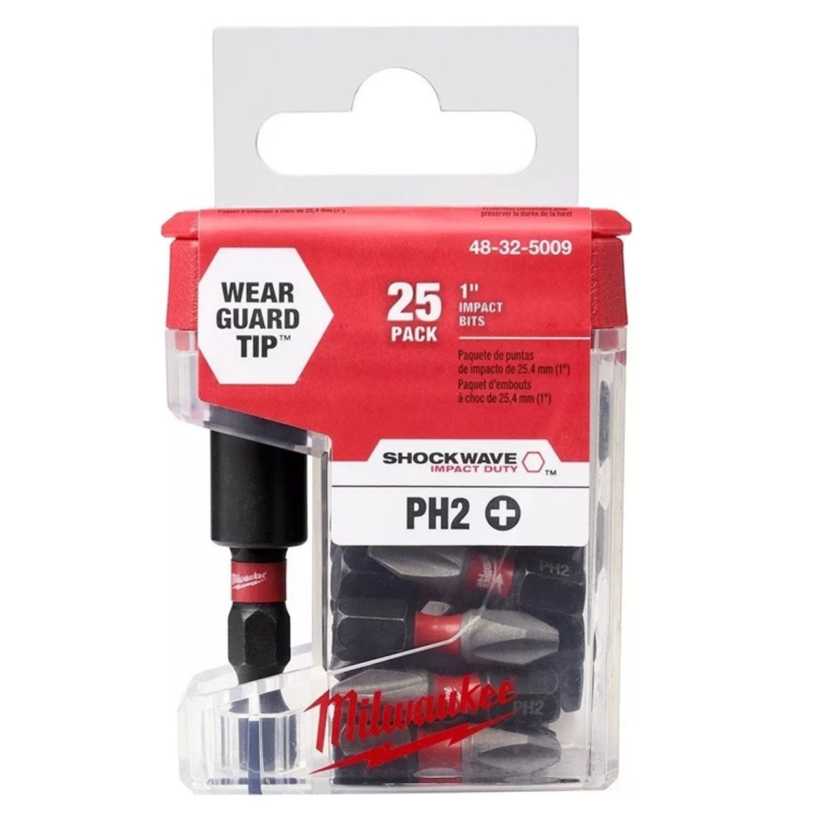 MILWAUKEE - Set 25 Puntas + Adaptador Impacto Milwaukee Ph2 X 25mm.- E.o