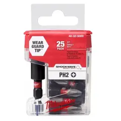 MILWAUKEE - Set 25 Puntas + Adaptador Impacto Ph2 X 25mm.- E.o