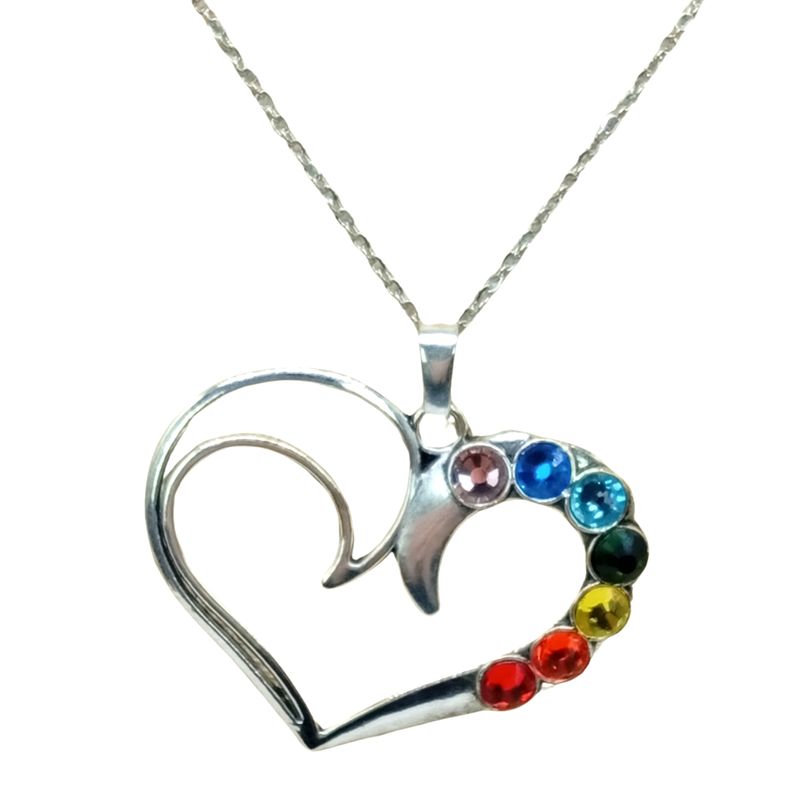 GENERICO - Collar Corazón de Acero 7 Chakras Protección y Amor