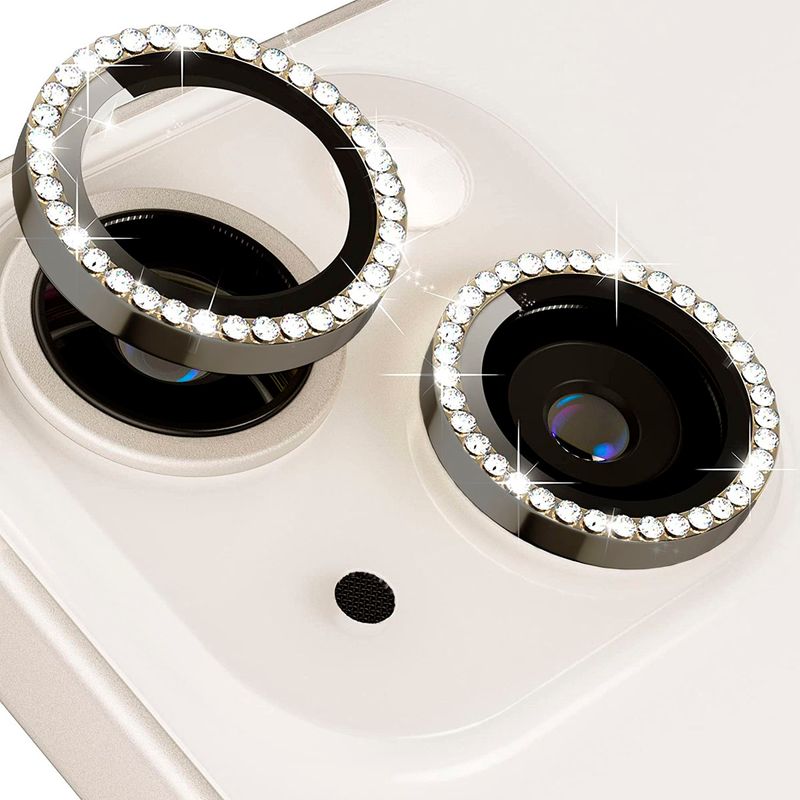 JOIGO - Protector de Lentes de Camara Para iPhone 14 Pro / 14 Pro Max Piedras Negro