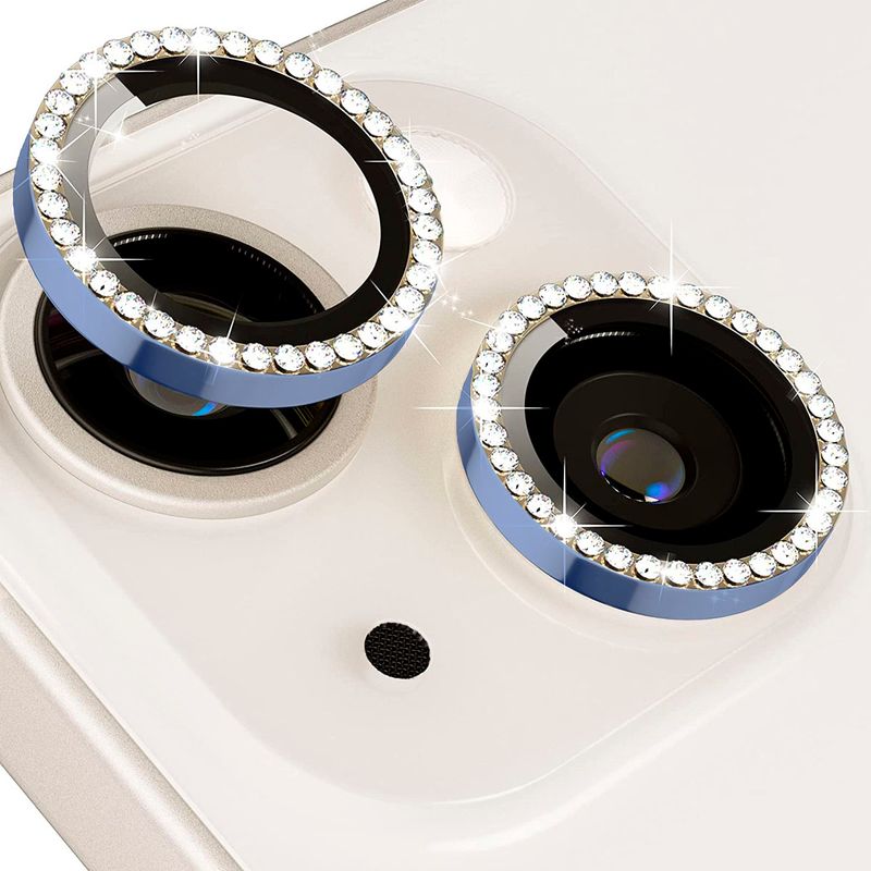 JOIGO - Protector de Lentes de Camara Para iPhone 14 Pro / 14 Pro Max Piedras Azul