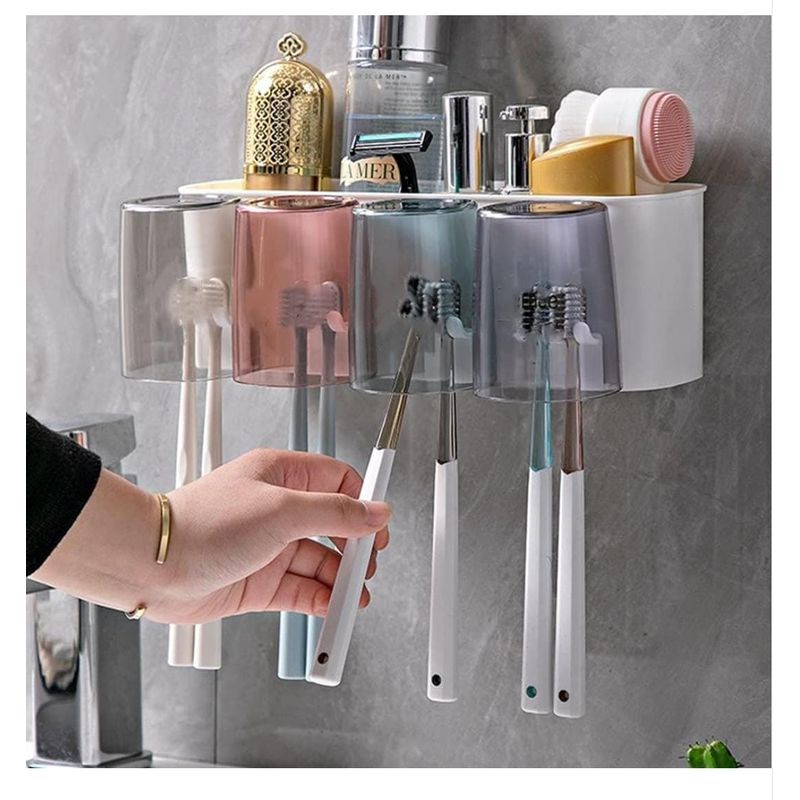 GENERICO - Soporte Para Cepillos De Dientes Taza Transparente Soporte Premium