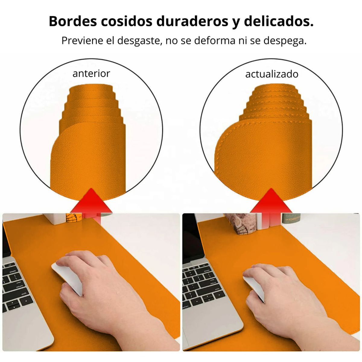 GENERICO - Mouse Pad MOSTAZA  Alfombrilla Escritorio Cuero Antideslizante 80x40