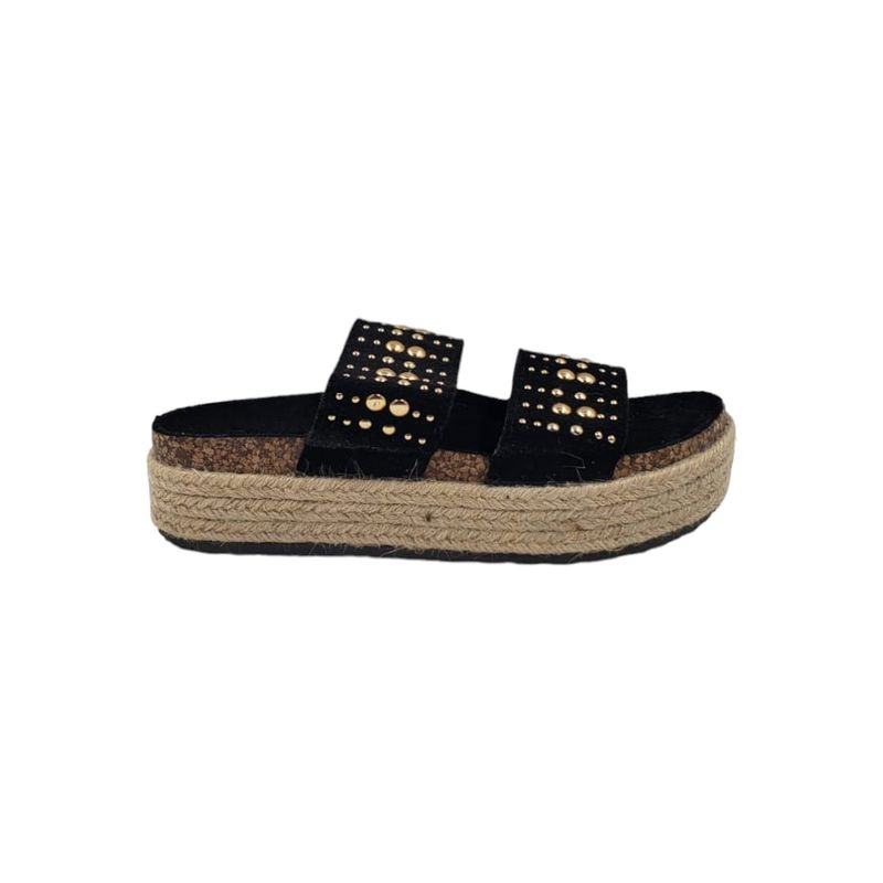 HERIEL - Sandalia Negra Tachas Plataforma Mujer