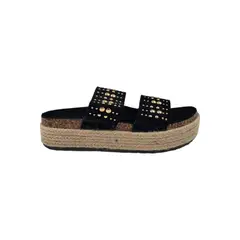 HERIEL - Sandalia Negra Tachas Plataforma Mujer