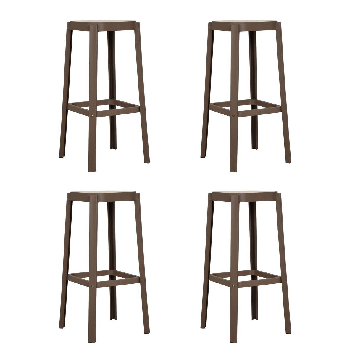 PLOS - Silla Piso Bar Taburete Pack X4 Aliano 75cm Plos Gris Taupe