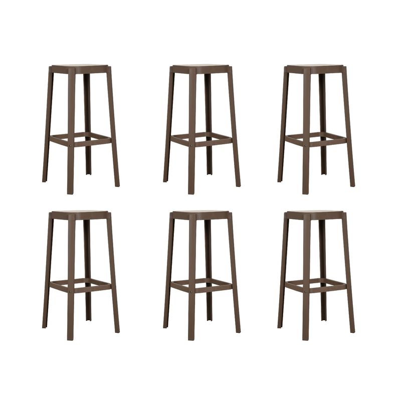 PLOS - Silla Piso Bar Taburete Pack X6 Aliano Plos Gris Taupé Altura 75 cm