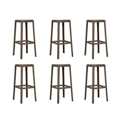 PLOS - Silla Piso Bar Taburete Pack X6 Aliano Gris Taupé Altura 75 cm