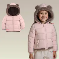 Parka Con Capucha Manga Larga Niña Orejitas Rosa