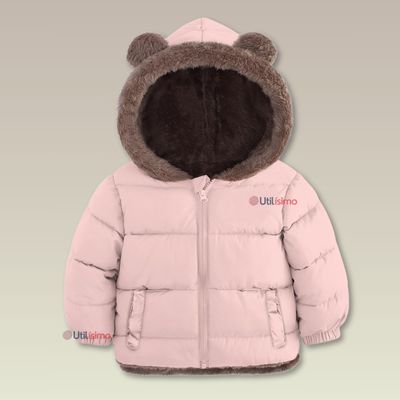Imagen 2 del producto Parka Con Capucha Manga Larga Niña Orejitas Rosa